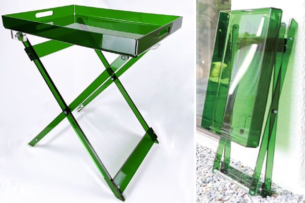 綠色透明壓克力托盤摺疊桌